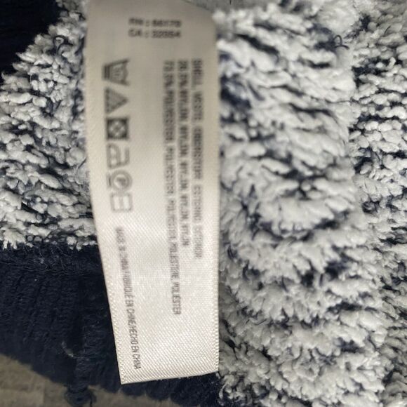 Anthropologie Saturday Sunday Fuzzy Pullover XXS Navy Blue White Chevron - Picture 9 of 15